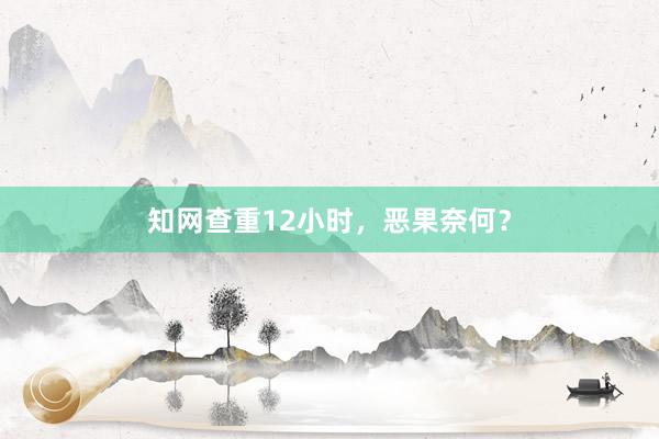 知网查重12小时，恶果奈何？